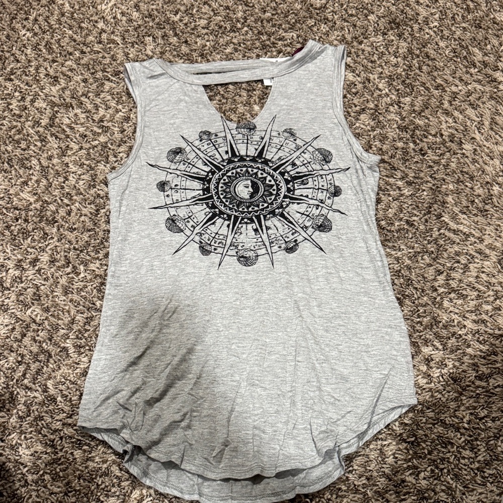Women's Gray Graphic Compass Tank Top